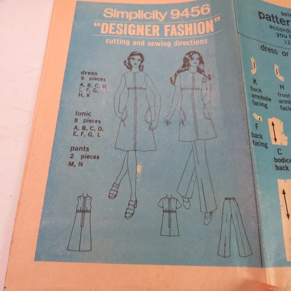 Simplicity 9456 Clothing Pattern Size 14 Dress, Pants straight leg
